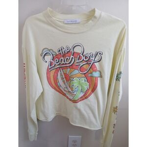 DAYDREAMER The Beach Boys Graphic Long Sleeve Cropped T Shirt Yellow Size S